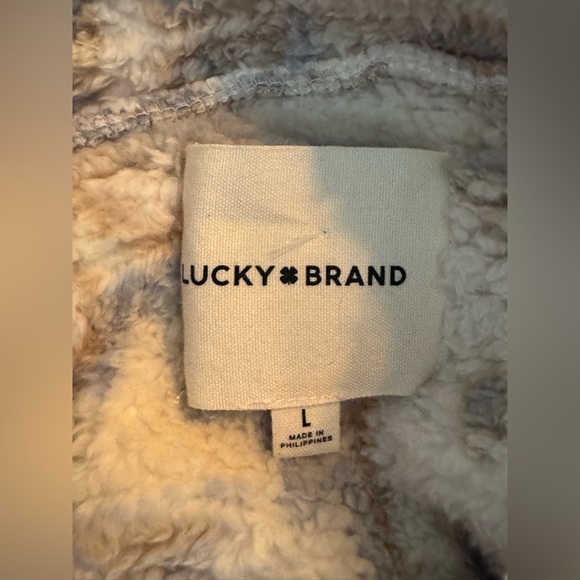Lucky Brand Cream Teddy Jacket Plush cozy Fuzzy Design L - Picture 6 of 7